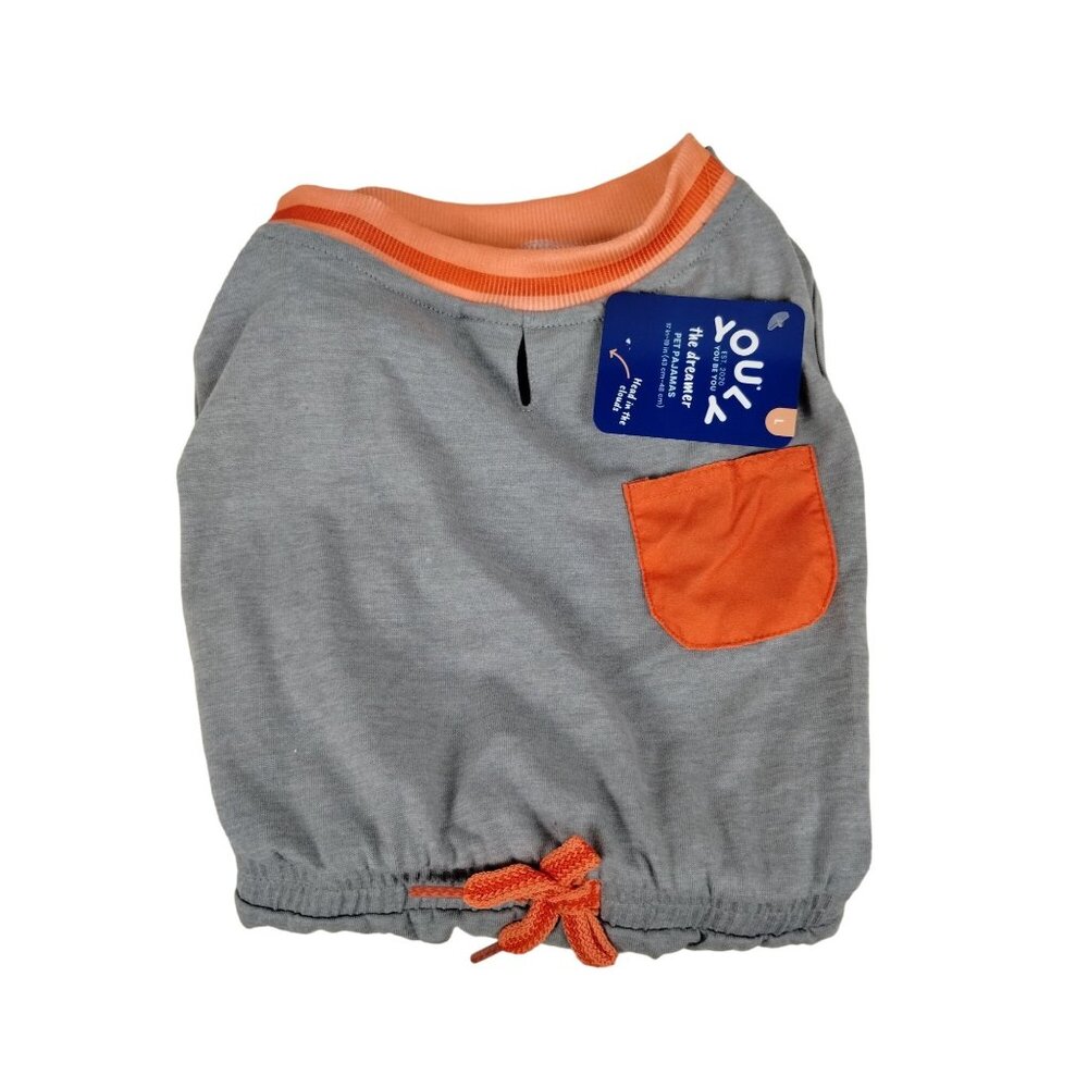 Youly Dreamer Grey and Orange Pocket Pajamas for Large Dogs 17 inches - Picture 3 of 6